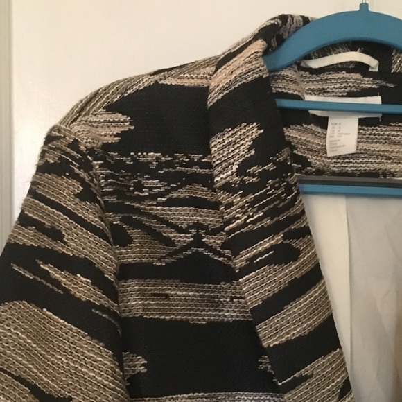 H&M Textured Weave Pattern Jacket Khaki Black S - Picture 7 of 7